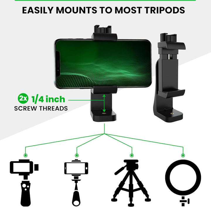 Unimount 360 Iphone Tripod Mount Adapter - Fits Any Smartphone - Includes Bluetooth Remote Shutter - Universal Phone Holder for Tripod