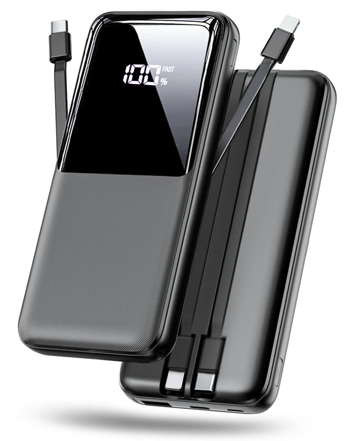 CFIAI Power Bank 15000 mAh 22.5W con cables integrados y pantalla LED