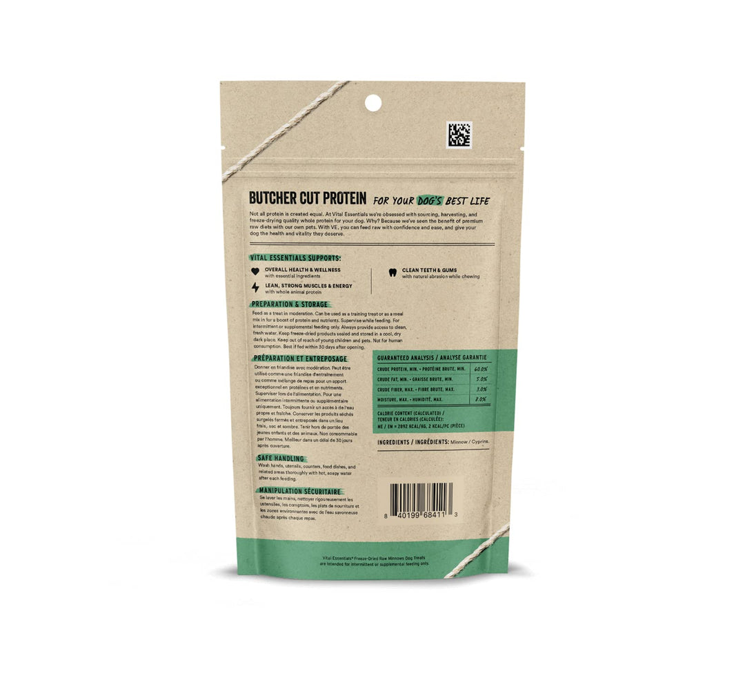 Vital Essentials Minnows 1 oz Snack natural liofilizado alto en proteina perros