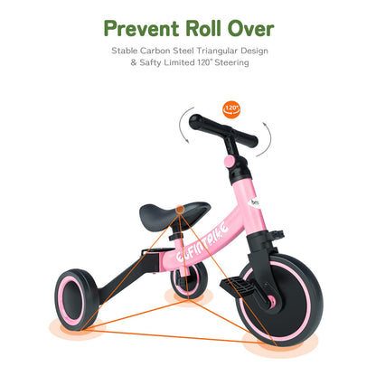 Triciclo besrey 5 en 1 con pedales removibles para niños