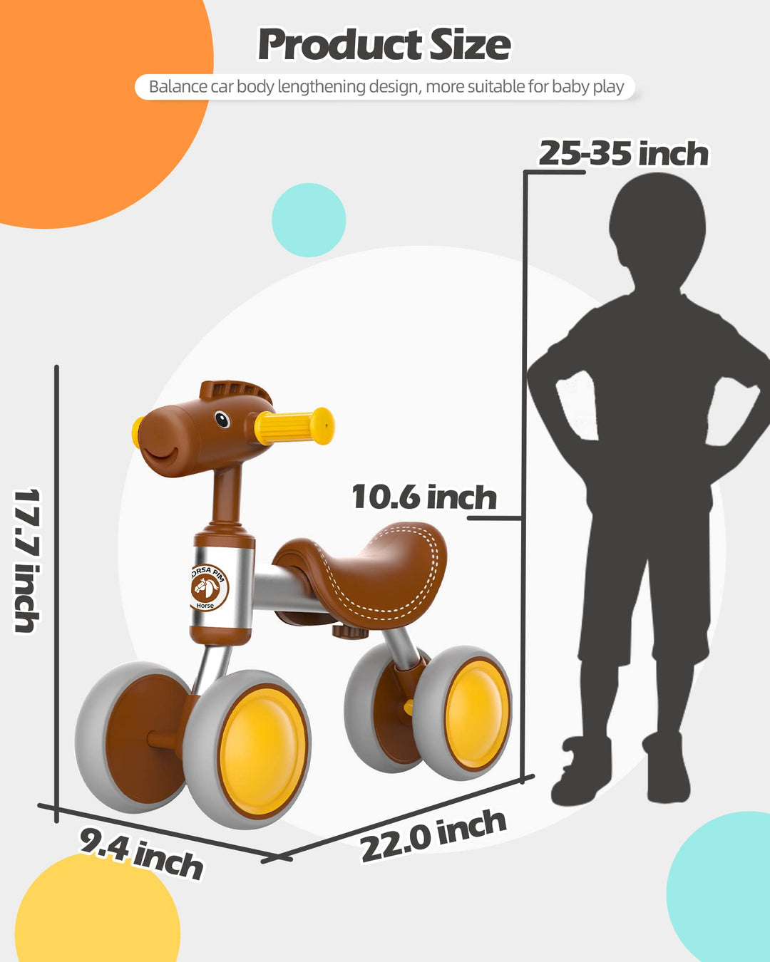Bicicleta de equilibrio PerKidern diseño caballo 4 ruedas para bebes