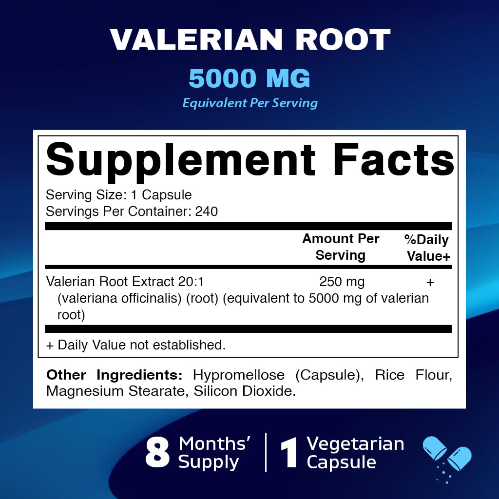 Vitimatic Extracto de Valeriana 20:1 - 250 mg, 240 capsulas