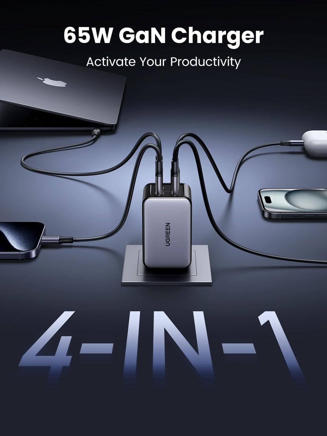 UGREEN Nexode cargador rapido 65W GaN 4 puertos USB-C