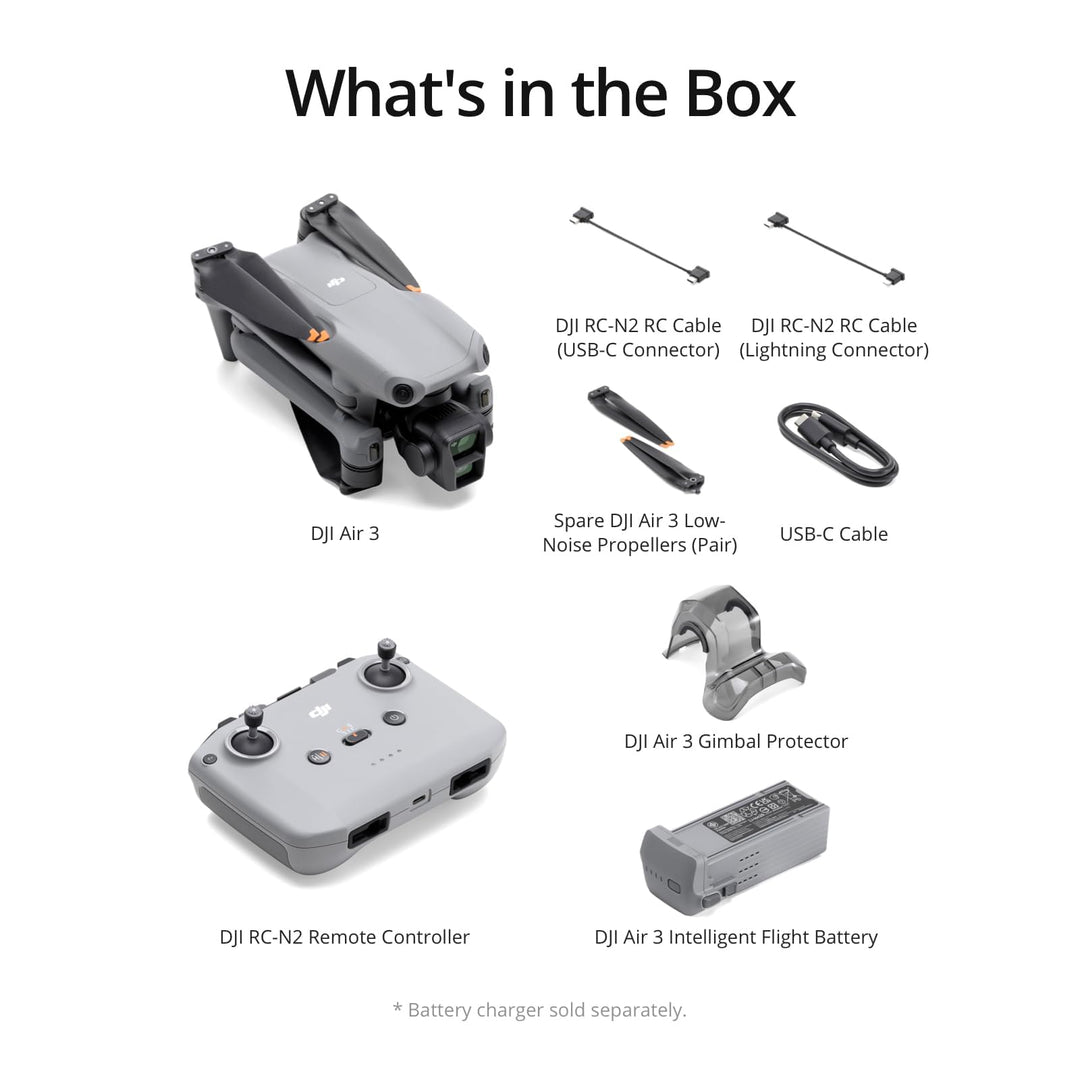 DJI Air 3 (RC-N2) – Dron Cámara Dual 4K/60fps 48 MP