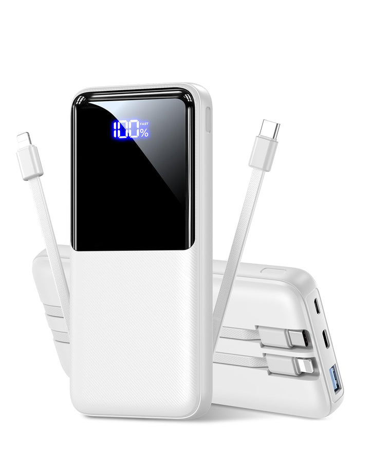 CFIAI Power Bank 15000mAh con cables integrados y carga rápida 22.5W