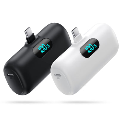 [Paquete de 2] Mini cargador portatil Banco de energia de 5000 mAh, 3A PD USB C Telefono celular portatil Alimentacion, pantalla LCD Paquete de baterias Compatible con iPhone 15/15 plus / 15 pro / 15 pro Max / telefono Android / Samsung / Moto / LG, etc.