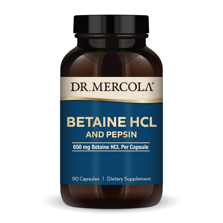 Dr. Mercola Betaina HCL + Pepsina 650 mg - 90 capsulas vegetales