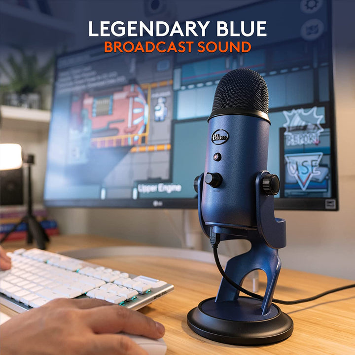Logitech for Creators Blue Yeti USB Microphone for Gaming, Streaming, Podcasting, Twitch, Youtube, Discord, Recording for PC and Mac, 4 Polar Patterns, Studio Quality Sound, Plug & Play-Midnight Blue