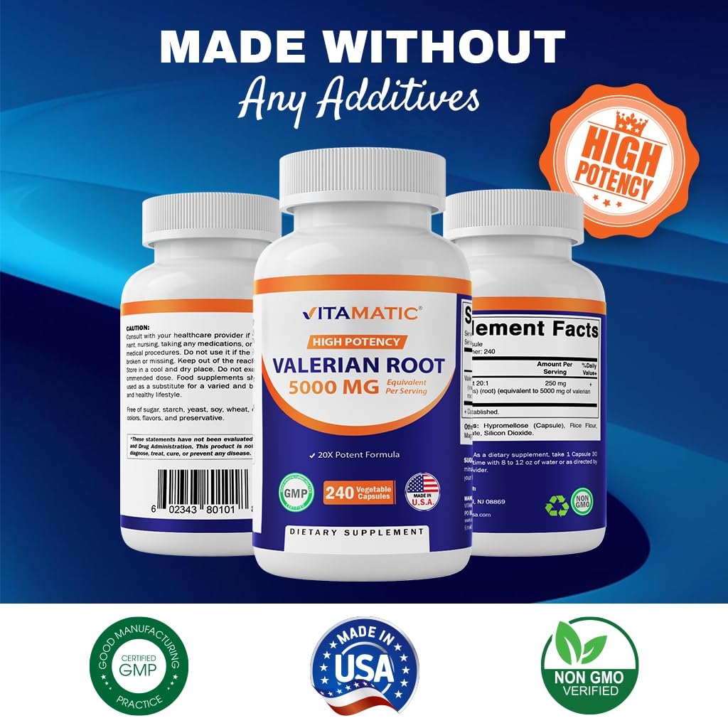 Vitimatic Extracto de Valeriana 20:1 - 250 mg, 240 capsulas