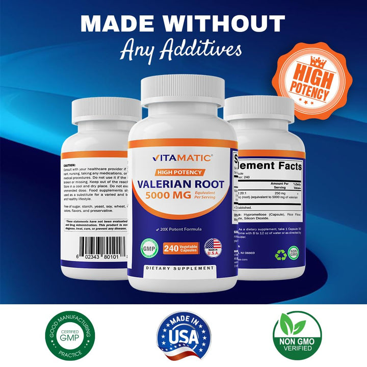 Vitimatic Extracto de Valeriana 20:1 - 250 mg, 240 capsulas