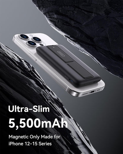 INIU for Magsafe Portable Charger, Ultra Slim 5500Mah 20W Magnetic Power Bank with Foldable Stand, USB-C In&Out Wireless Battery Pack, for Iphone 16/16 Plus/16 Pro/16 Pro Max, Iphone 15/14/13/12