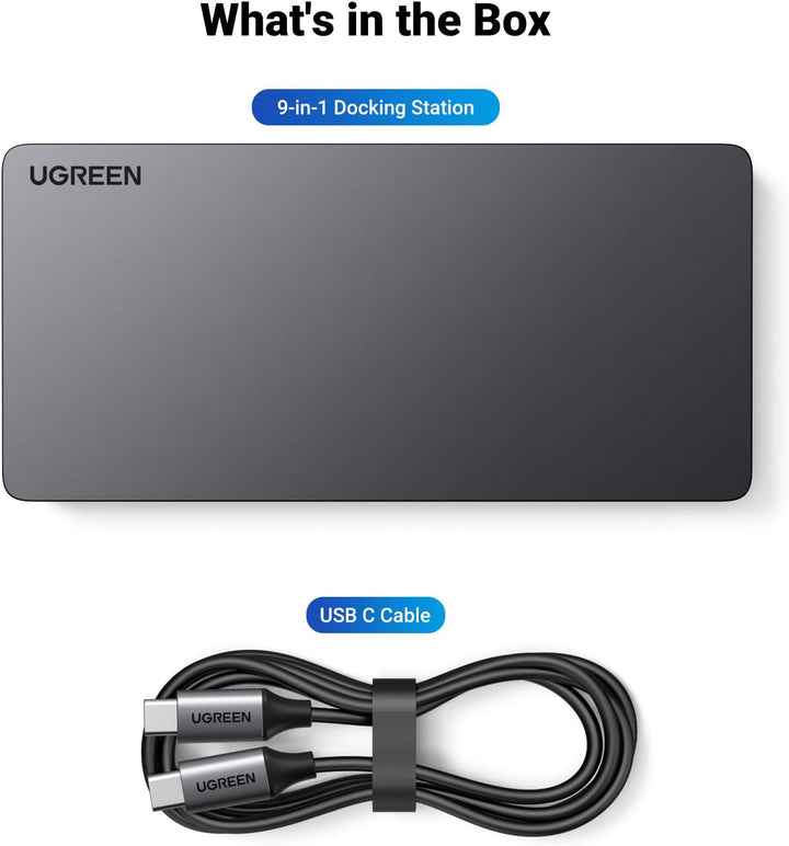 UGREEN Revodok Pro 209 USB C Docking Station, Displaylink 9-In-1 Dual 4K@60Hz Monitor Dock for Macbook & Windows with 2 DP & 2 HDMI, 10 Gbps USB C & USB-A Data Ports, 100W PD, Gigabit Ethernet