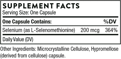 Thorne Selenium - 200 Mcg Selenium Supplement for Antioxidant Support - 60 Capsules