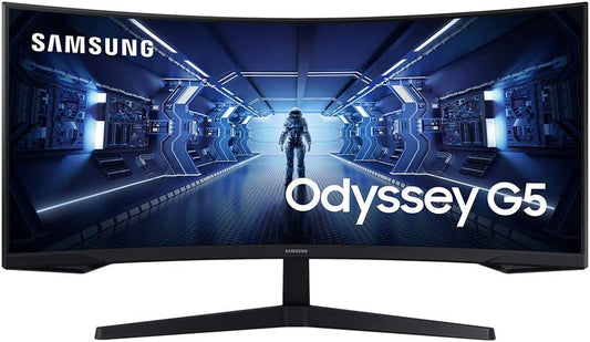 SAMSUNG 34" Odyssey G5 Ultra-Wide Gaming Monitor with 1000R Curved Screen, 165Hz, 1Ms, Freesync Premium, WQHD, LC34G55TWWNXZA, 2020, Black