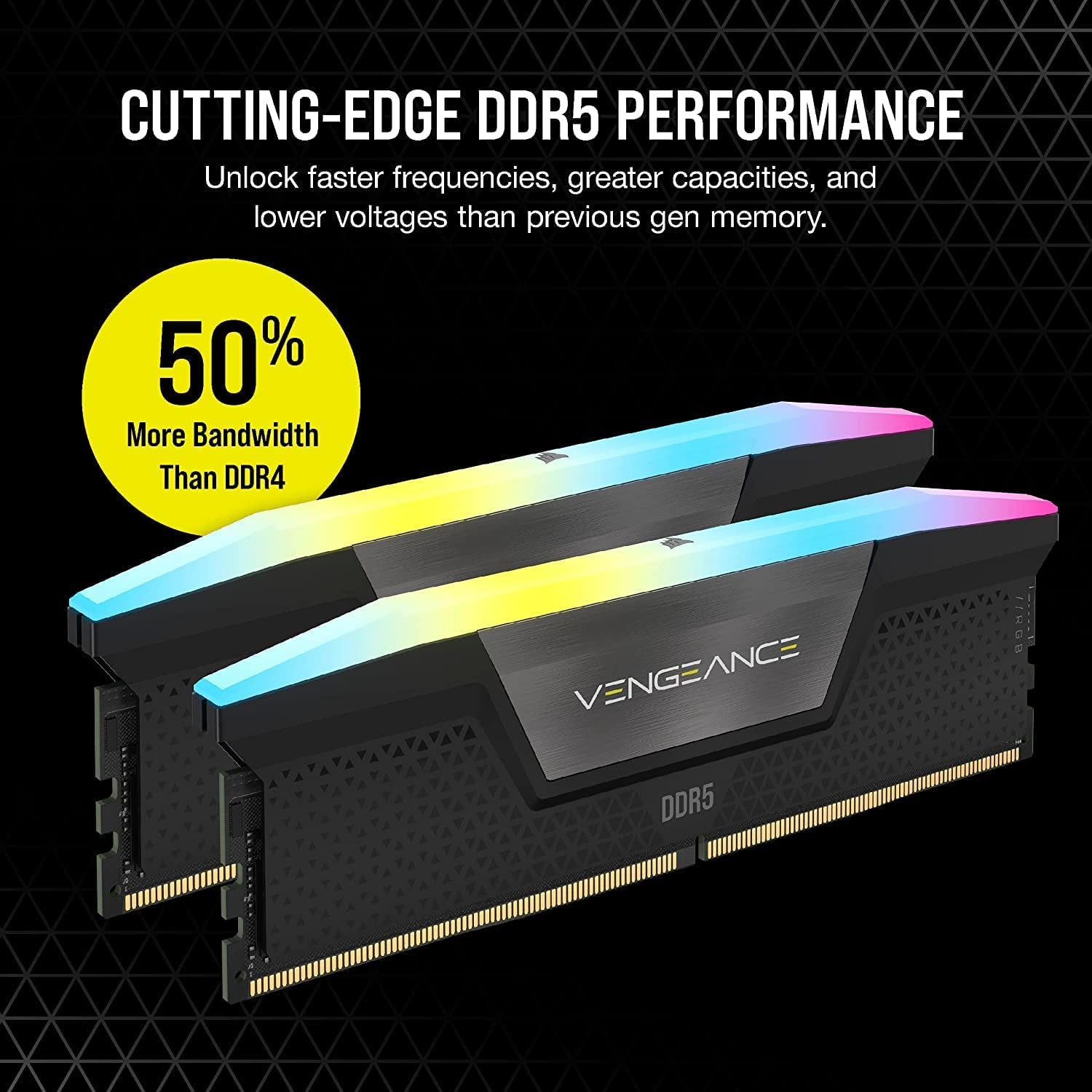 CORSAIR VENGEANCE RGB DDR5 RAM 32GB (2X16Gb) 6400Mhz CL36-48-48-104 1.35V Intel XMP Desktop Computer Memory - Black (CMH32GX5M2B6400C36)