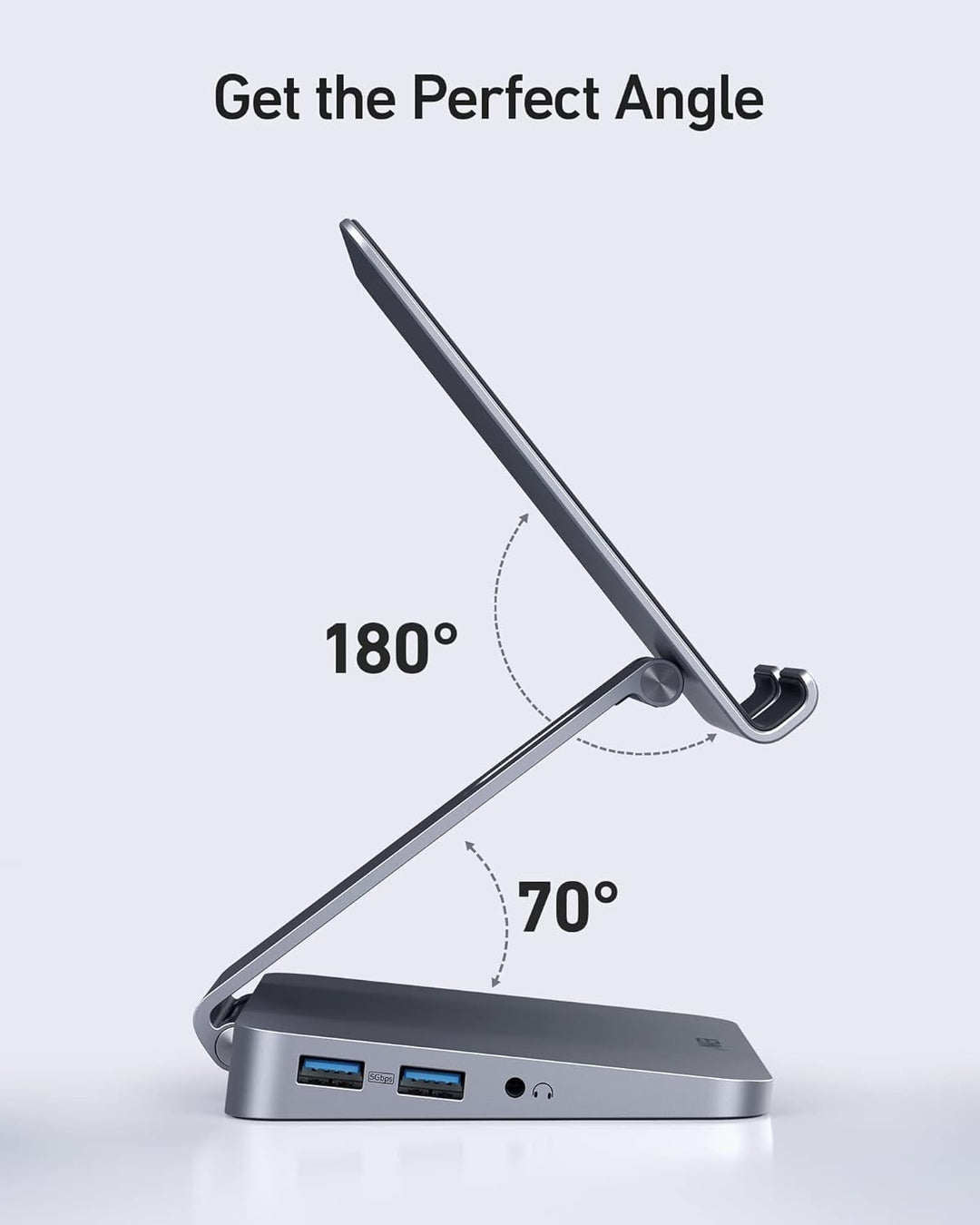 Anker , 551 USB-C Hub (8-In-1), with Foldable Tablet Stand, Dock, 4K HDMI, 2 USB-A Data Ports, for Ipad Pro 5Th Gen / Ipad Air 5Th Gen/Ipad Mini 6Th and Later (Silver)