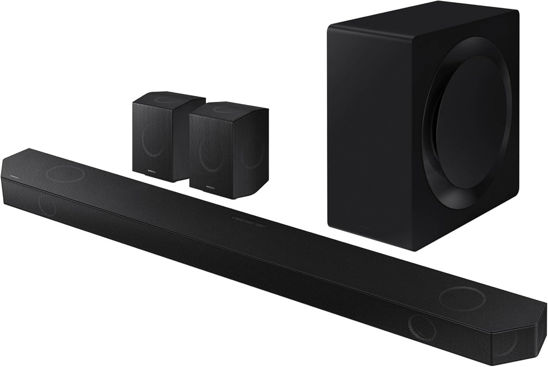 SAMSUNG Q990D 11.1.4Ch Soundbar W/Wireless Dolby Atmos Audio, Rear Speaker Included, Q-Symphony, Spacefit Sound Pro, Adaptive Sound, Game Mode Pro with Alexa Built-In, HW-Q990D/ZA