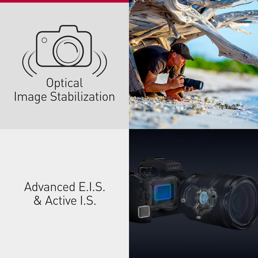 Panasonic LUMIX S1RII Full Frame Mirrorless Digital Camera, Hybrid Model Featuring a 44.3MP Full-Frame Sensor and Lumix'S First-Ever 8K Video Recording - DC-S1RM2