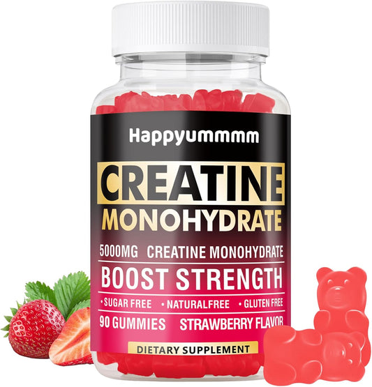 Gomitas de Creatina Monohidratada 5000 mg para Hombres y Mujeres – 90 Unidades Sabor Fresa