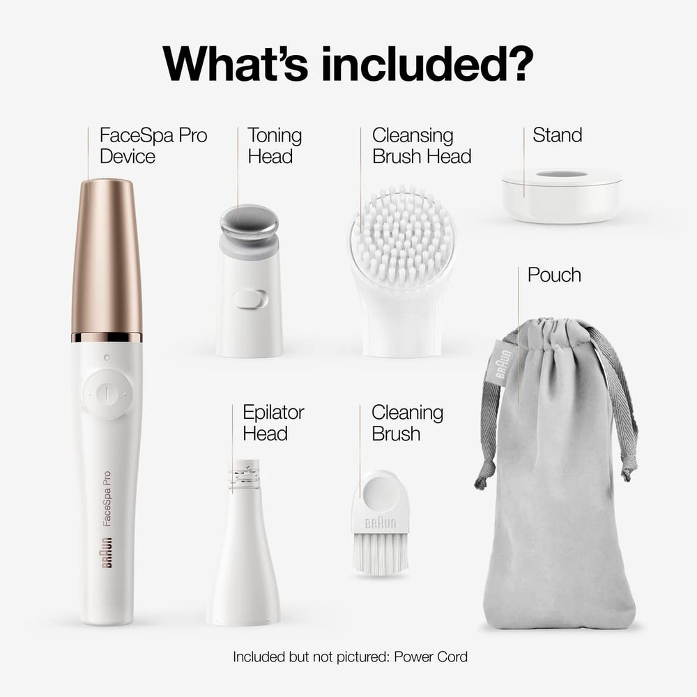 Braun Face Epilator Facespa Pro 911, Facial Hair Removal for Women, Hair Removal Device, 3-In-1 Epilating, Cleansing Brush and Skin Toning with 3 Extras