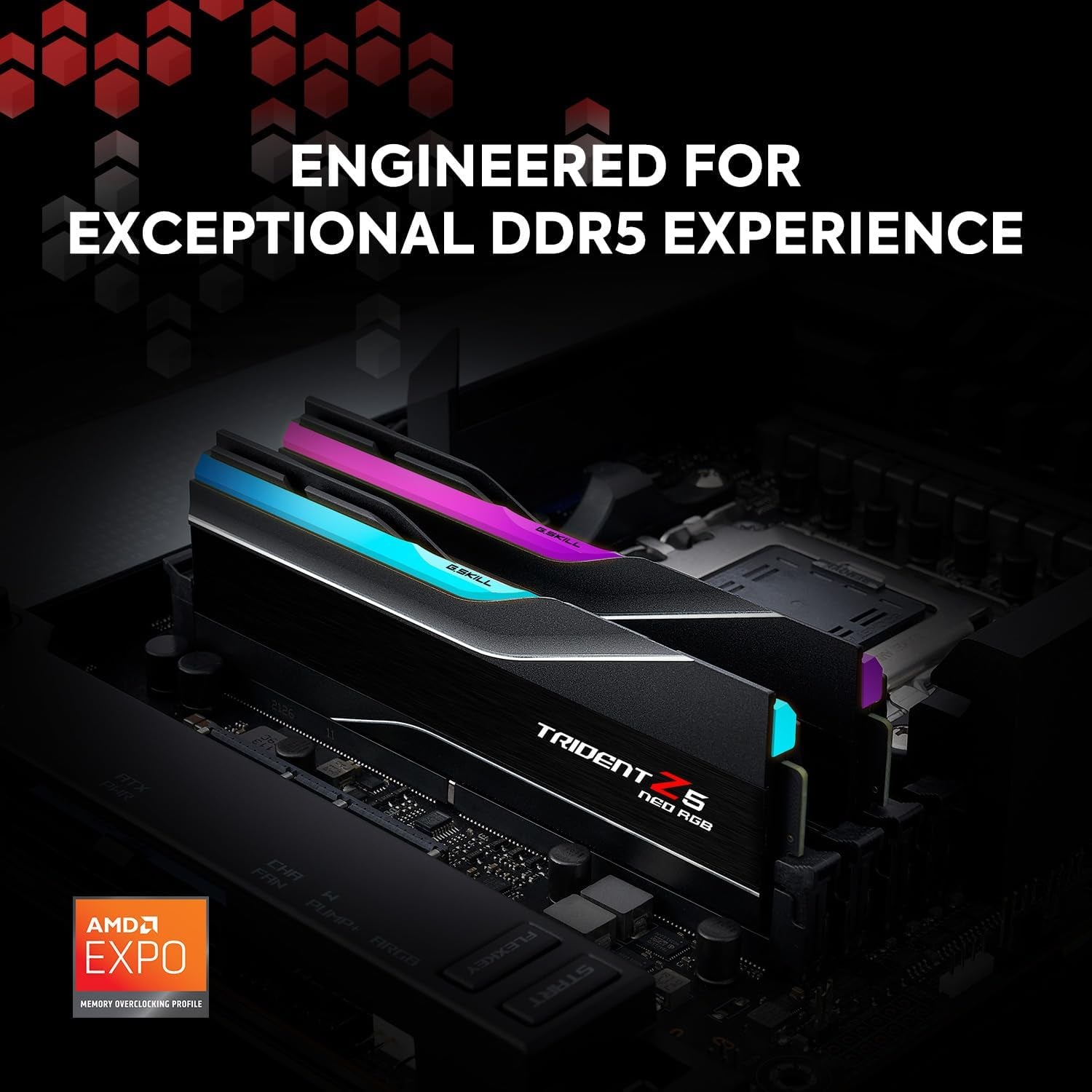 G.SKILL Trident Z5 Neo RGB Series (AMD Expo) DDR5 RAM 64GB (2X32Gb) 6000Mt/S CL30-40-40-96 1.40V Desktop Computer Memory UDIMM - Matte Black (F5-6000J3040G32GX2-TZ5NR)