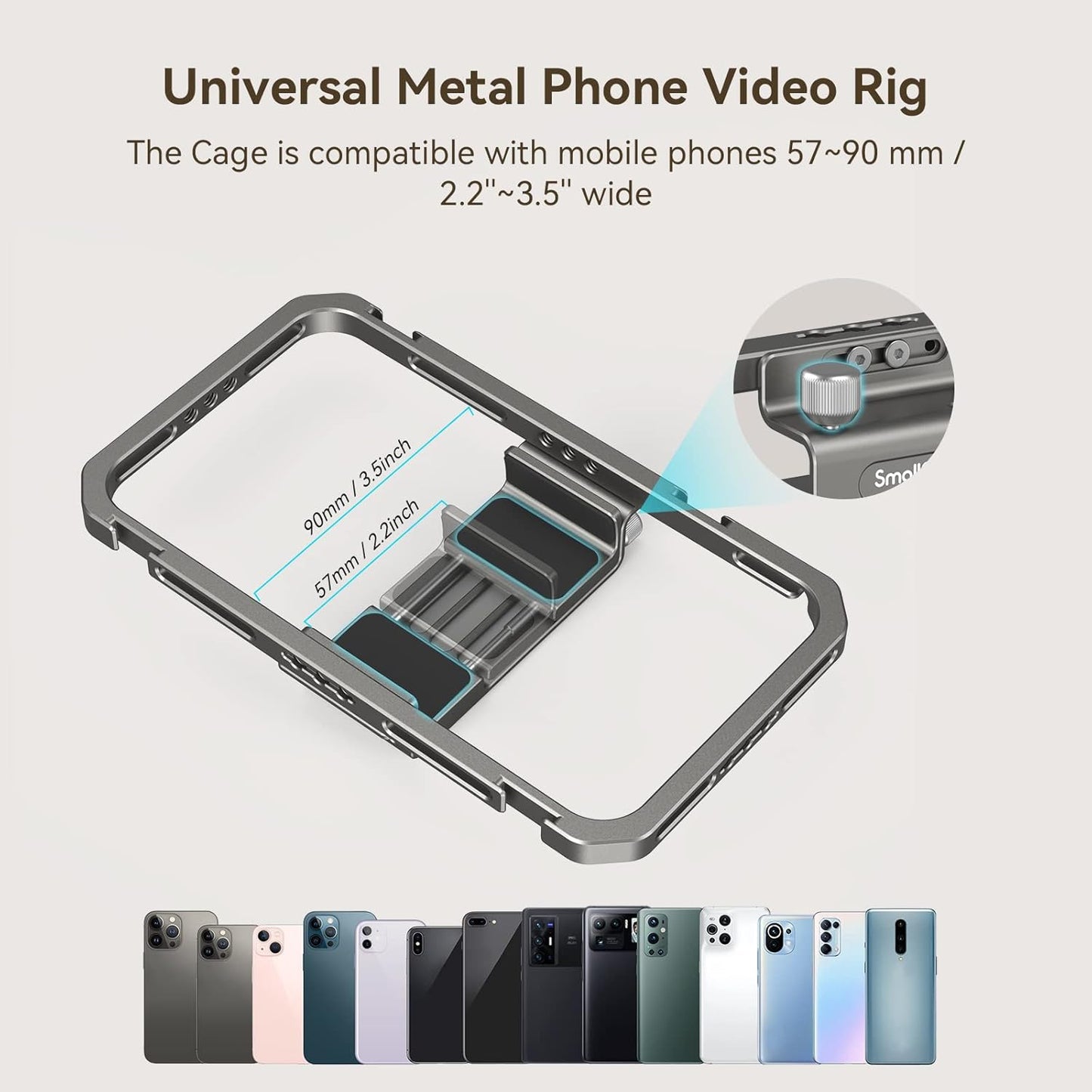 Smallrig Universal Phone Cage, Smartphone Video Rig Kit with Handles, Handheld Filmmaking Vlogging Case Stabilizer for Videomaker, for Iphone for Samsung for Pixel and Other Android Phones - 4121