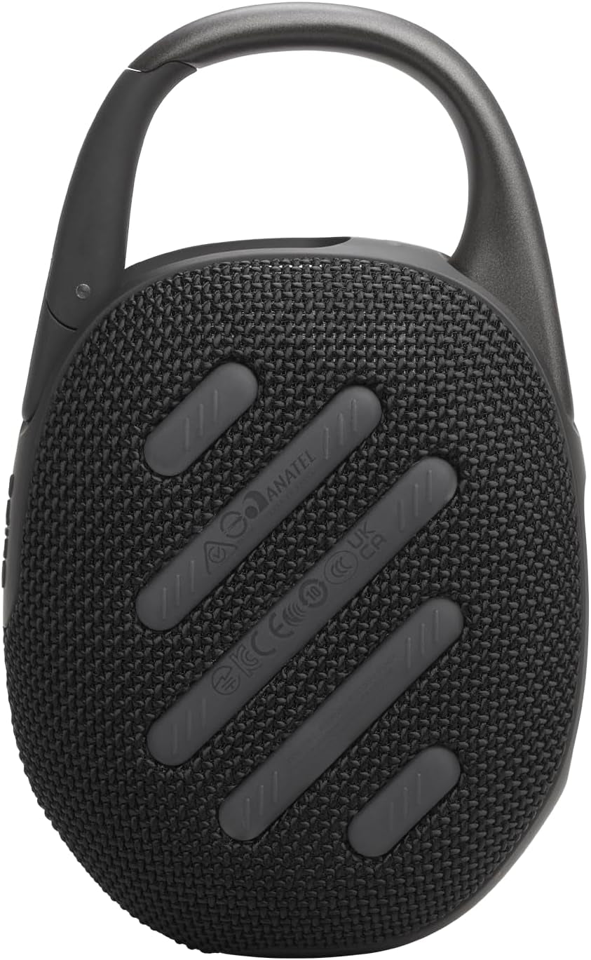 JBL Clip 5 - Ultra-Portable, Waterproof & Dustproof Bluetooth Speaker, Big Pro Sound with Punchy Bass, Integrated Carabiner, up to 12 Hours of Play, Made in Part with Recycled Materials (Black)