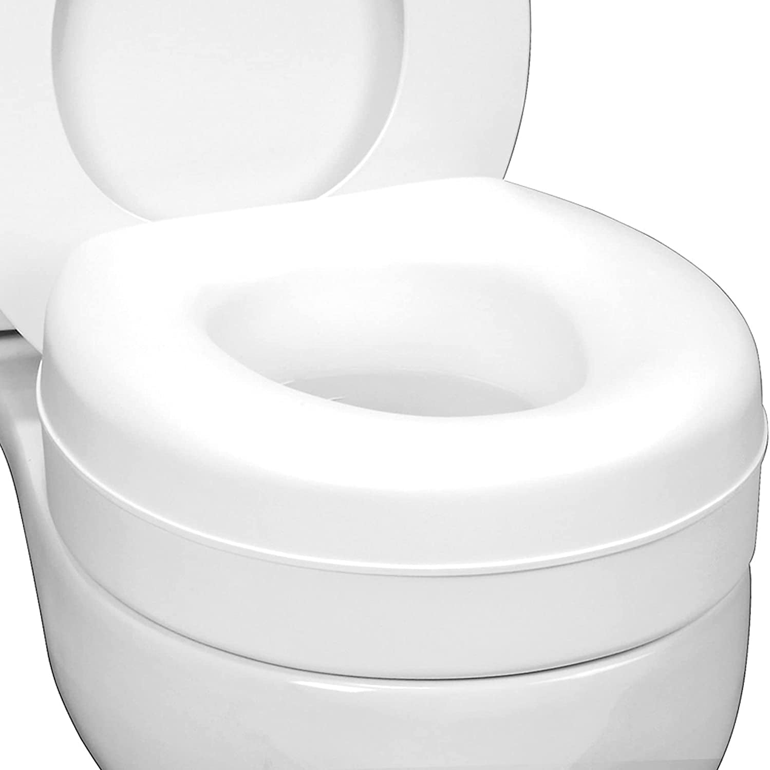 Healthsmart Enhanced Comfort 5" Raised (Round) Toilet Seat Riser | 3 Slip Resistant Pads | FSA/HSA Eligible | Toilet Seat Risers for Seniors | Padded Toilet Seat Elevation | 15.7 X 15.2 X 6.1