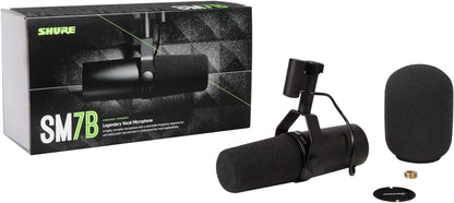 Shure SM7B Microphone - Vocal Dynamic Studio Mic for Broadcast, Podcast, Recording, Gaming & Streaming, XLR, Rugged Construction, Detachable Windscreen, Smooth Sound, Warm Vocals, Wide-Range Frequency