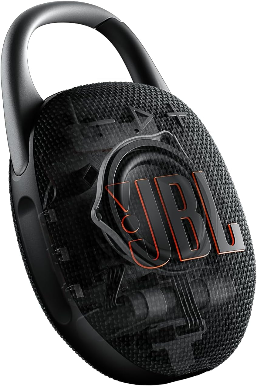 JBL Clip 5 - Ultra-Portable, Waterproof & Dustproof Bluetooth Speaker, Big Pro Sound with Punchy Bass, Integrated Carabiner, up to 12 Hours of Play, Made in Part with Recycled Materials (Black)