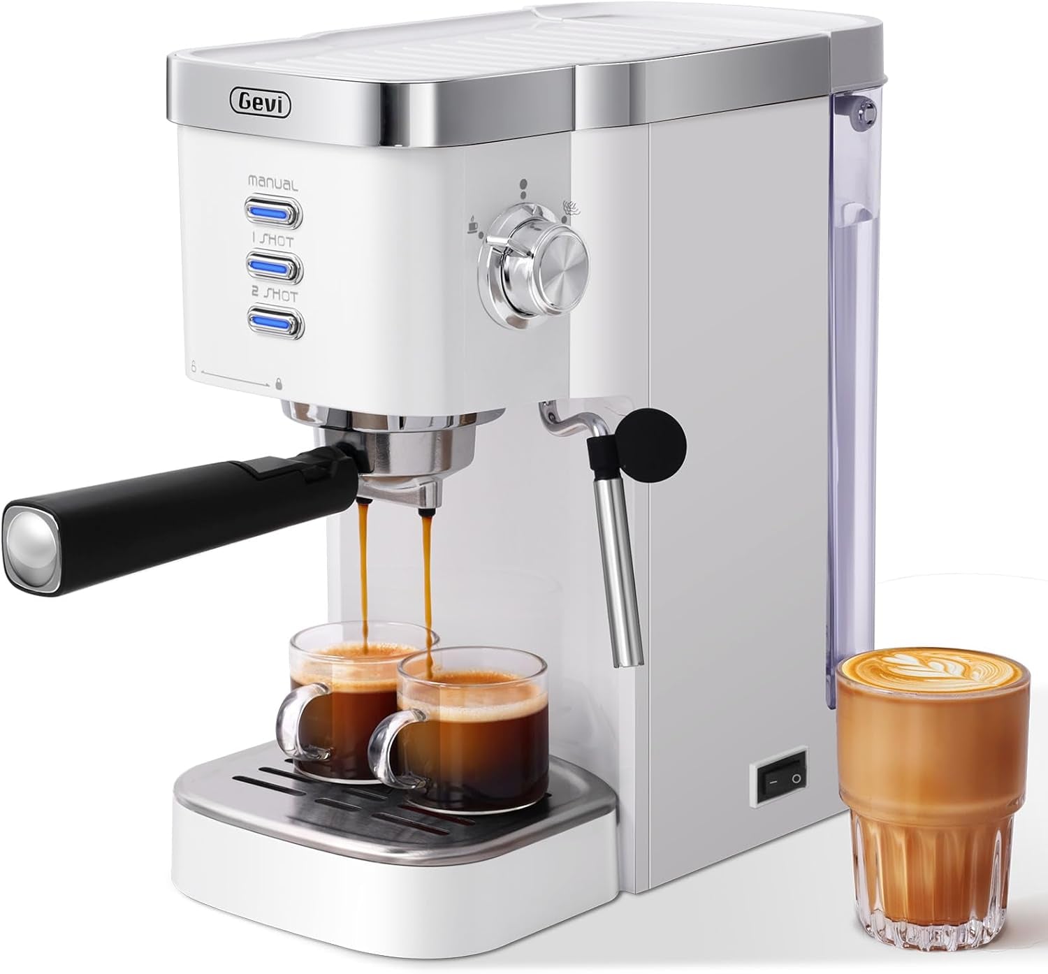 Gevi Espresso Machine 20 Bar High Pressure,Compact Espresso Maker with Milk Frother Steam Wand,Cappuccino,Latte Maker with Adjustable Shot Volume for Home,Gift for Coffee Lover