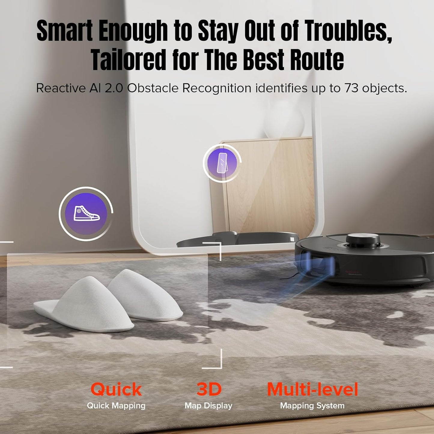 Roborock S8 Maxv Ultra Robot Vacuum & Sonic Mop, 10000 Pa Suction, Corner to Edge Deep Cleaning, Hot Air Self-Drying, Auto Empty & Refill, Detergent Dispenser, Obstacle Avoidance, Black