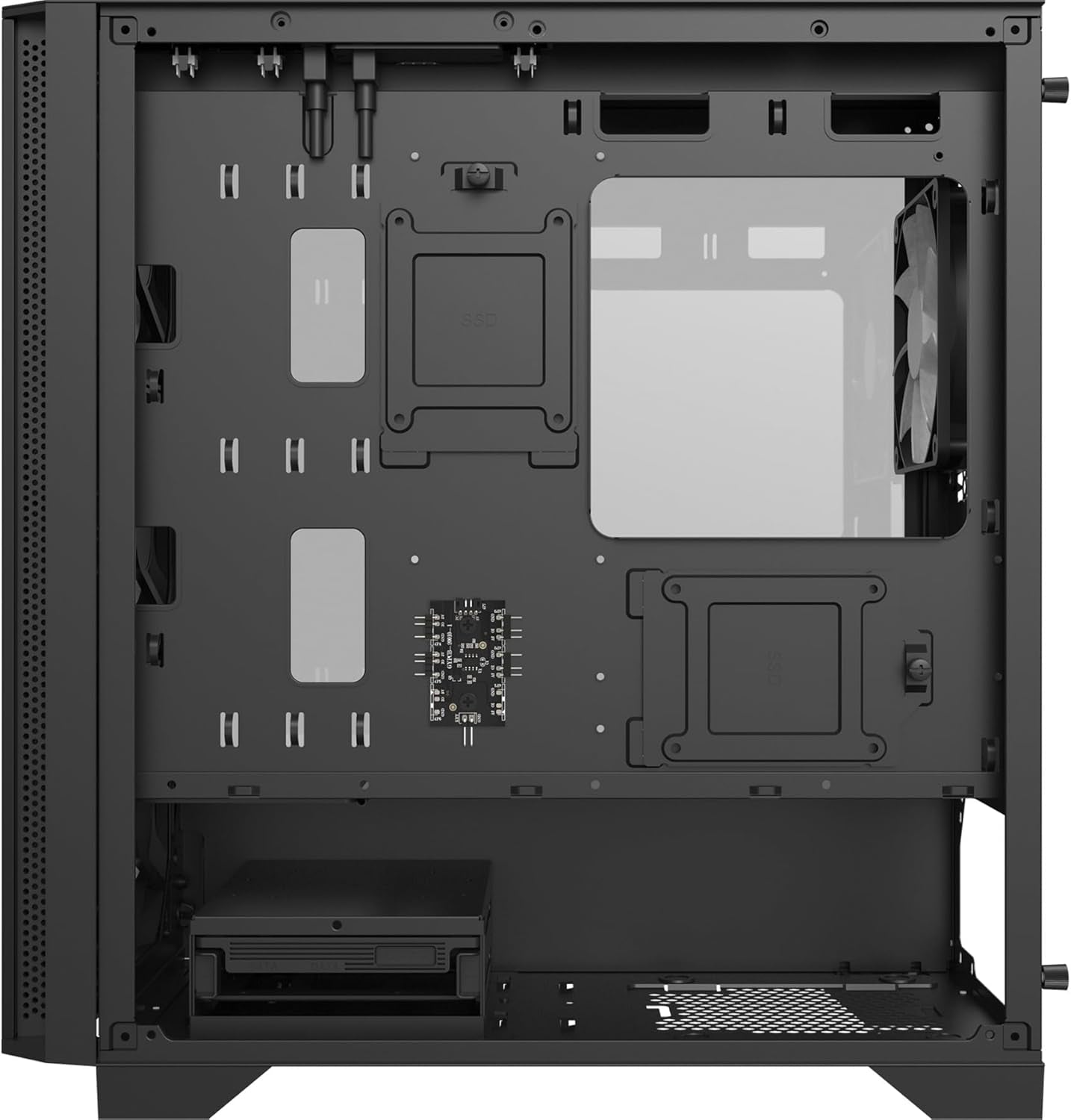 Montech AIR 100 ARGB Micro-Atx Tower with Four ARGB Fans Pre Installed, Ultra-Minimalist Design, Fine Mesh Front Panel, High Airflow, Unique Side Swivel Tempered Glass, Black