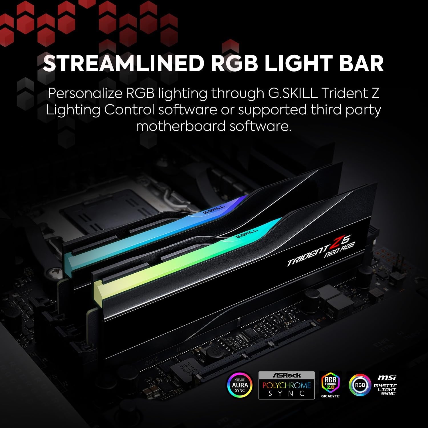 G.SKILL Trident Z5 Neo RGB Series (AMD Expo) DDR5 RAM 64GB (2X32Gb) 6000Mt/S CL30-40-40-96 1.40V Desktop Computer Memory UDIMM - Matte Black (F5-6000J3040G32GX2-TZ5NR)