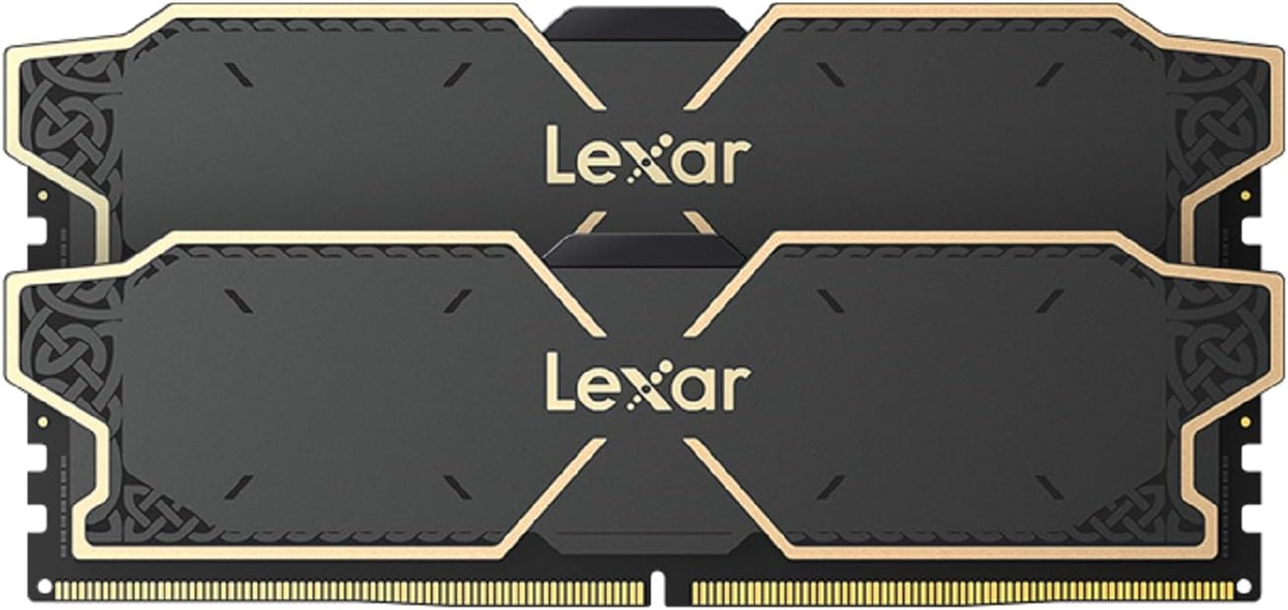 Lexar 32GB (2X16Gb) THOR OC DDR5 RAM 6000Mt/S CL32 1.35V Desktop Memory with Heatsink, AMD Expo and Intel XMP 3.0, Black (LD5U16G60C32LG-RUD)