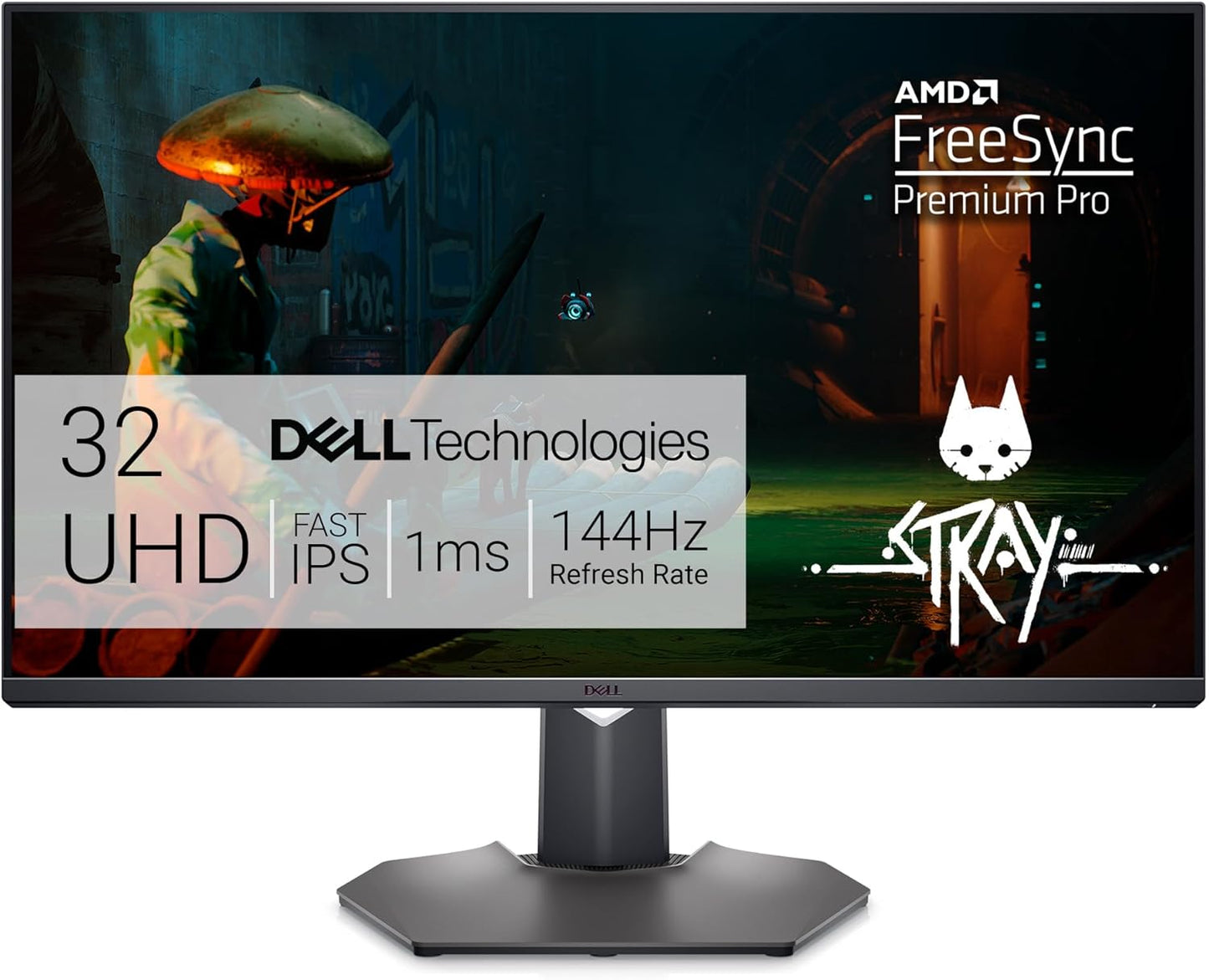 Dell G3223Q Gaming Monitor - 32-Inch 4K Ultra UHD (3840X2160), 144Hz 1Ms Display, AMD Freesync+Nvidia G-SYNC Compatible, Height/Swivel/Tilt Adjustability, 3Yr Advanced Exchange - Black