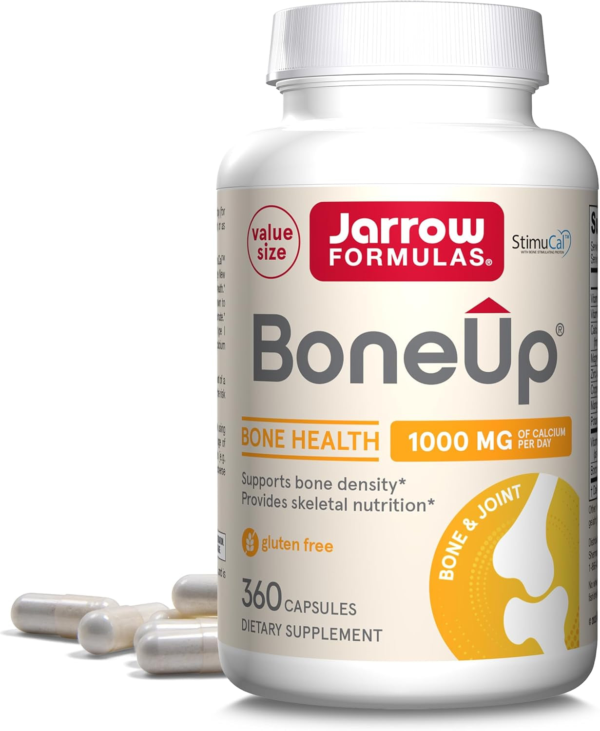 Jarrow Formulas Boneup - 360 Capsules - 180 Servings - for Bone Support & Skeletal Nutrition - Includes Naturally Derived Vitamin D3, K2 (As MK-7) & 1000 Mg Calcium - Gluten Free - Non-Gmo