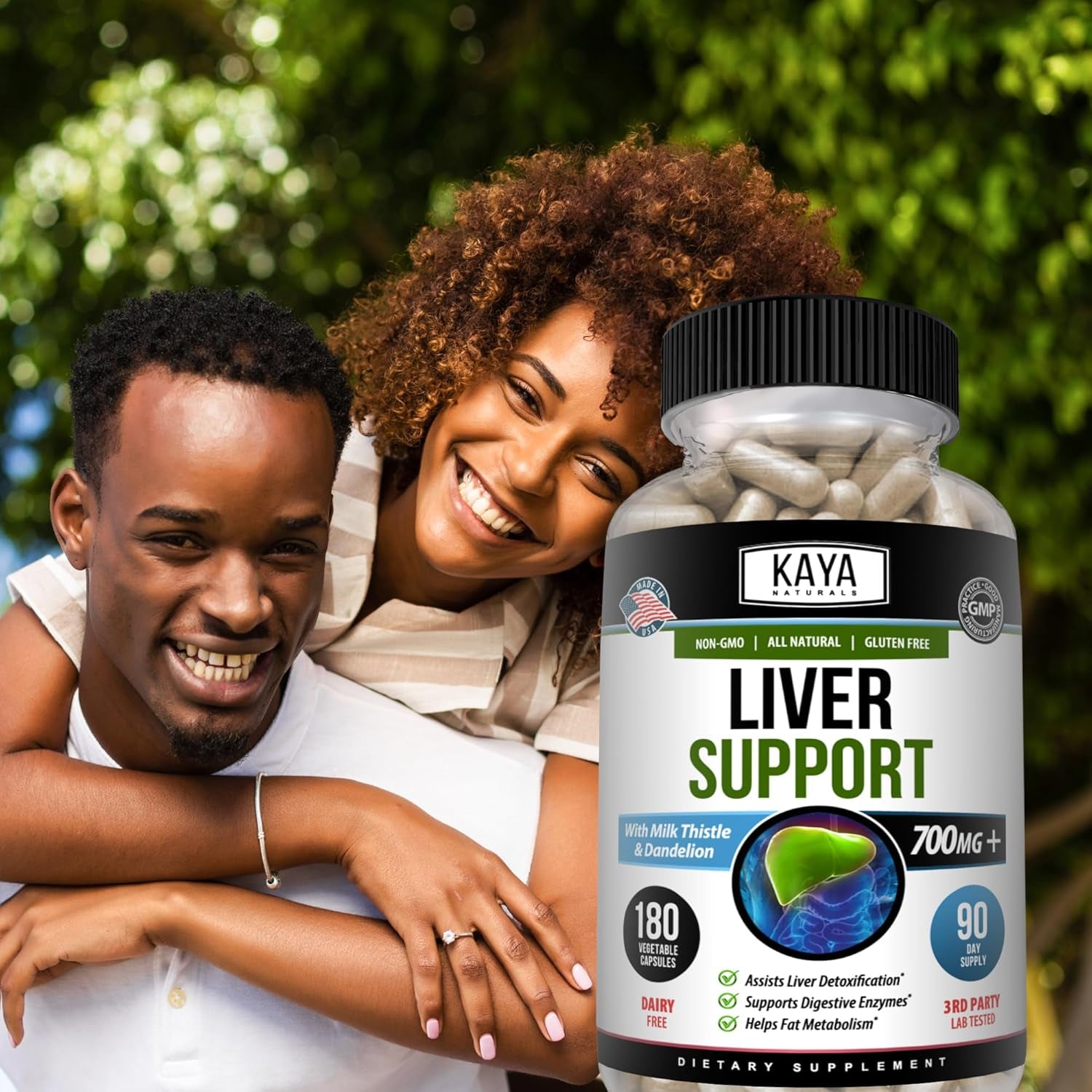 Kaya Naturals Liver Support | Gut Health Supplements for Women and Men | Milk Thistle and Dandelion Root Capsules | Detox Cleanse Liver Supplements with Artichoke Extract and Chicory Root 180 Count