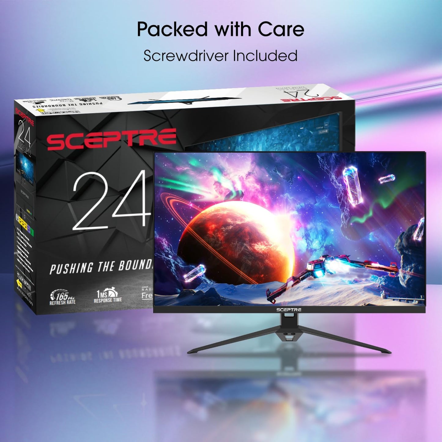 Sceptre IPS 24” Gaming Monitor 165Hz 144Hz Full HD (1920 X 1080) Freesync Eye Care FPS RTS Displayport HDMI Build-In Speakers, Machine Black 2020 (E248B-FPT168),IPS 24" 165Hz