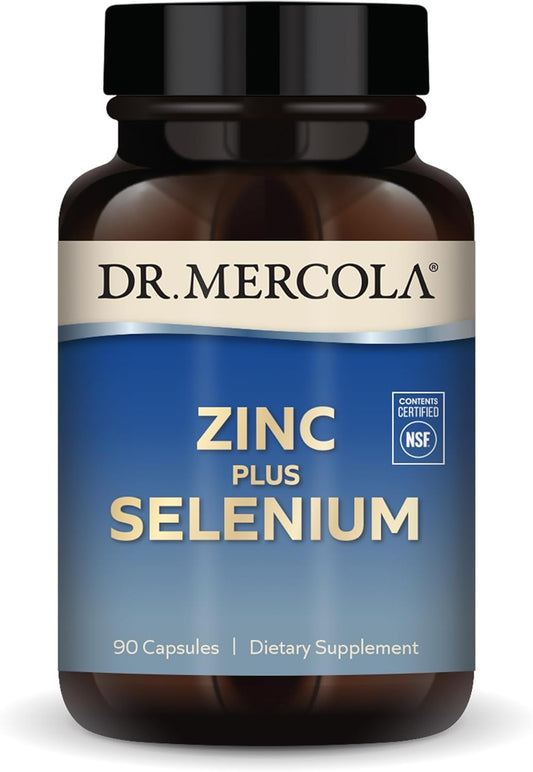 Dr. Mercola Zinc plus Selenium, 90 Servings (90 Capsules), Dietary Supplement, Supports Immune Health, Non GMO, NSF Certified