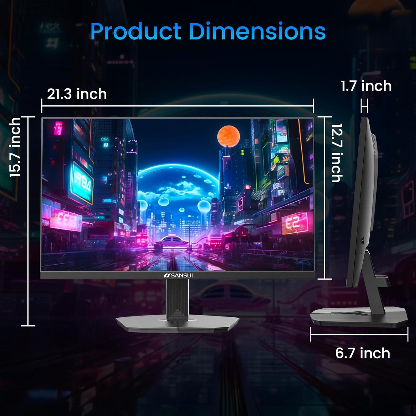 SANSUI 24 Inch Gaming Monitor 180Hz, DP 1.4 X1 HDMI 2.0 X2 Ports IPS Panel High Refresh Rate Computer Monitor, Racing FPS RTS Modes, 1Ms Response Time 110% Srgb (ES-G24F4, HDMI Cable Included)