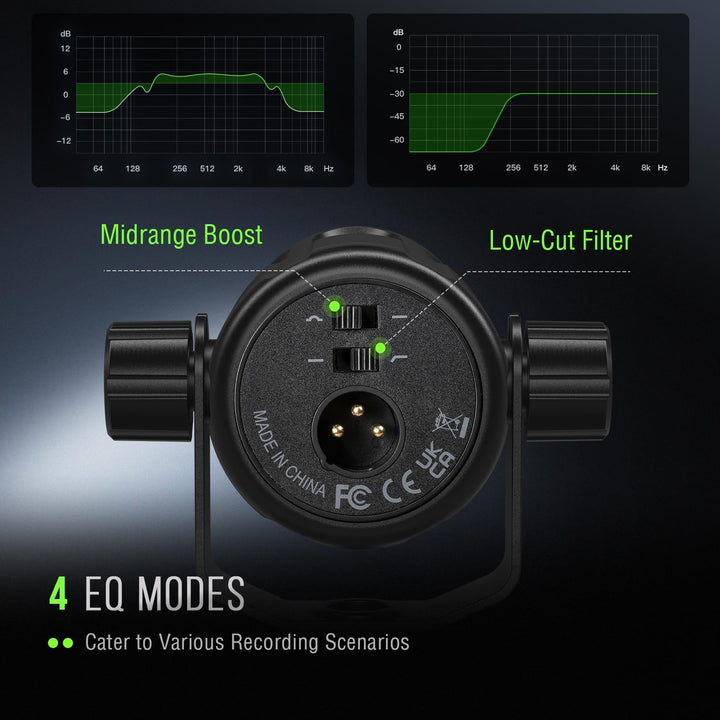 FIFINE XLR Dynamic Microphone, Studio Vocal Mic for Recording, All Metal XLR Podcast Microphone with Mid-Boost, Low-Cut Filter for Voice-Over, Compatible with Mixer/Audio Interface-Amplitank TANK1