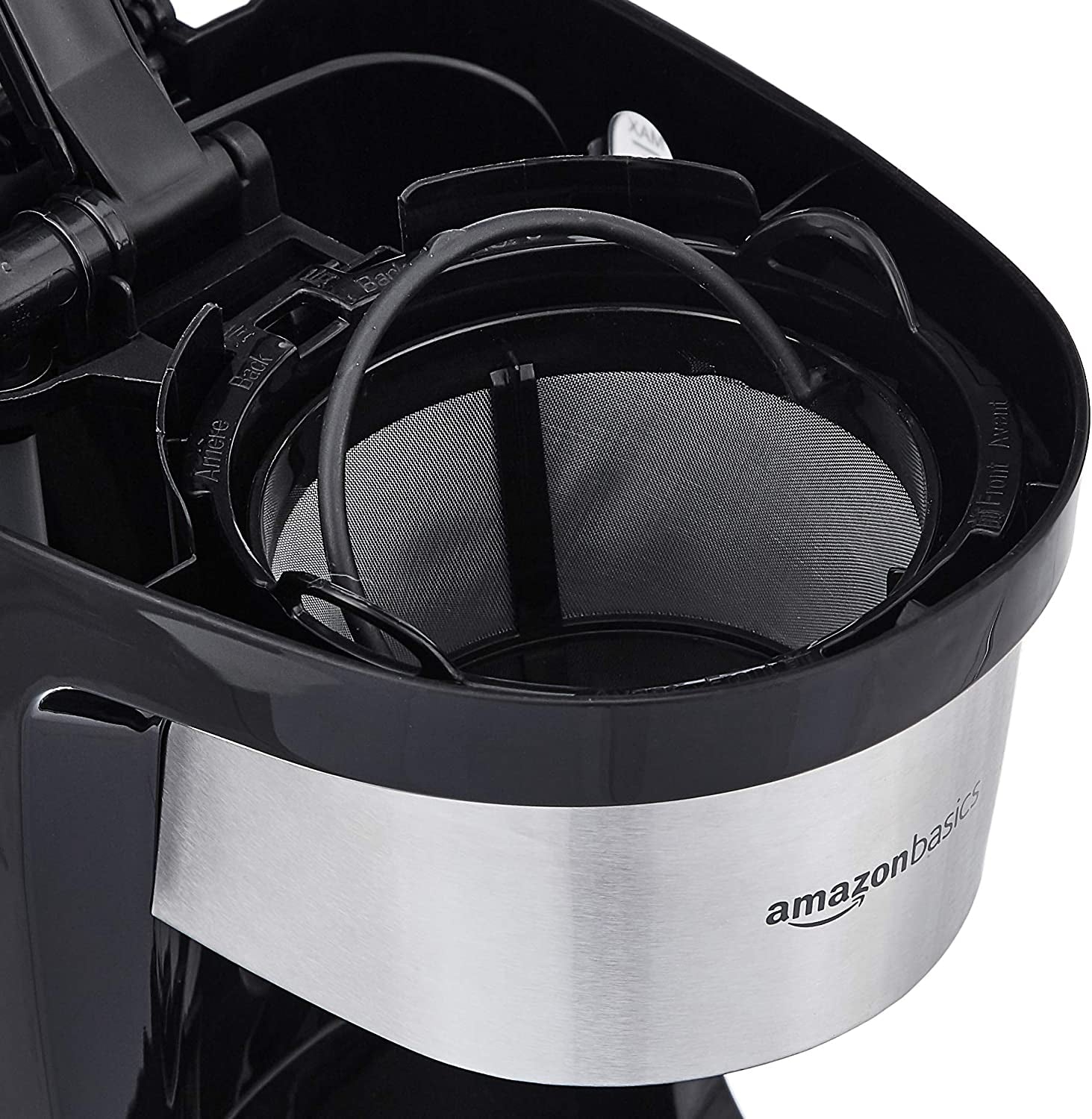 Amazon Basics Coffee Makers, 5-Cup Coffee Machines with Reusable Filter, Coffee Pots, Black & Stainless Steel