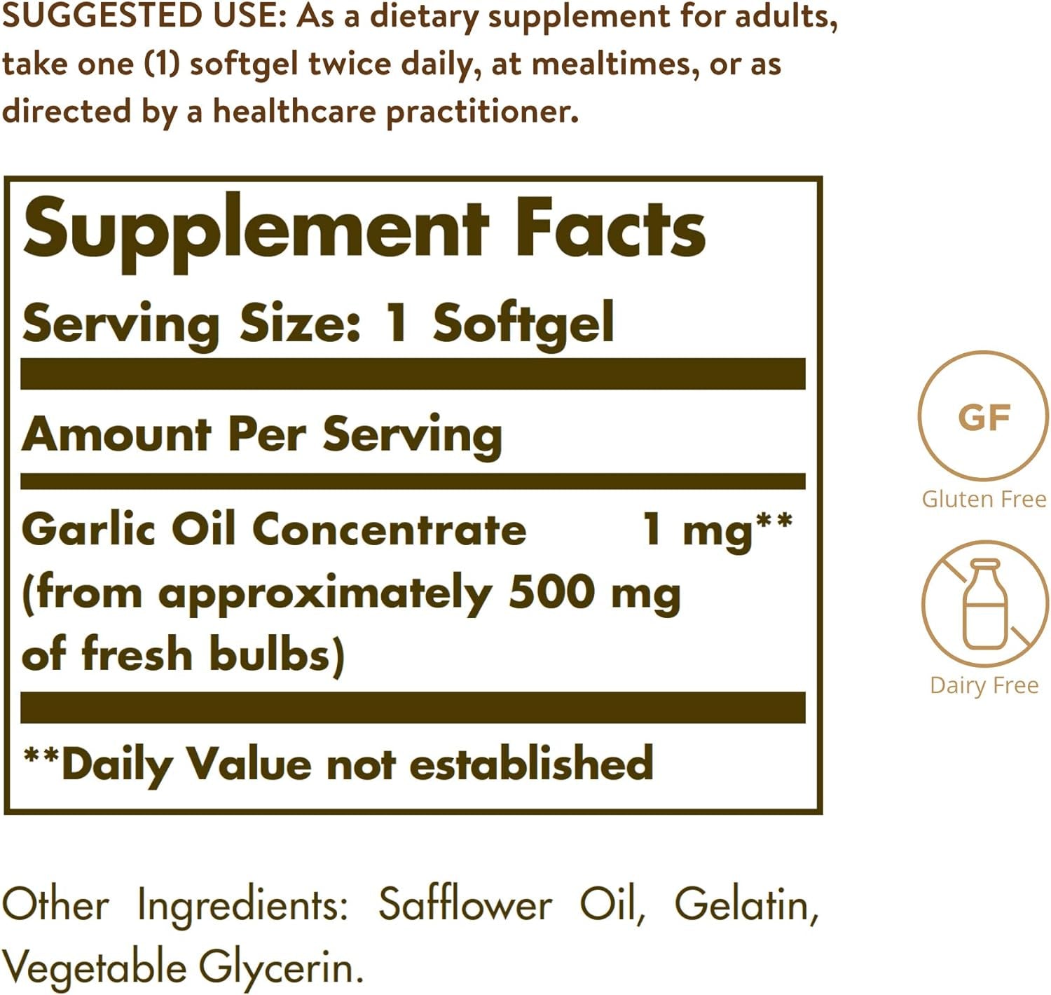 Solgar Garlic Oil Perles, 250 Softgels - Natural Cardiovascular Support - Garlic Oil Concentrate, Reduced Odor - Gluten Free, Dairy Free - 250 Servings