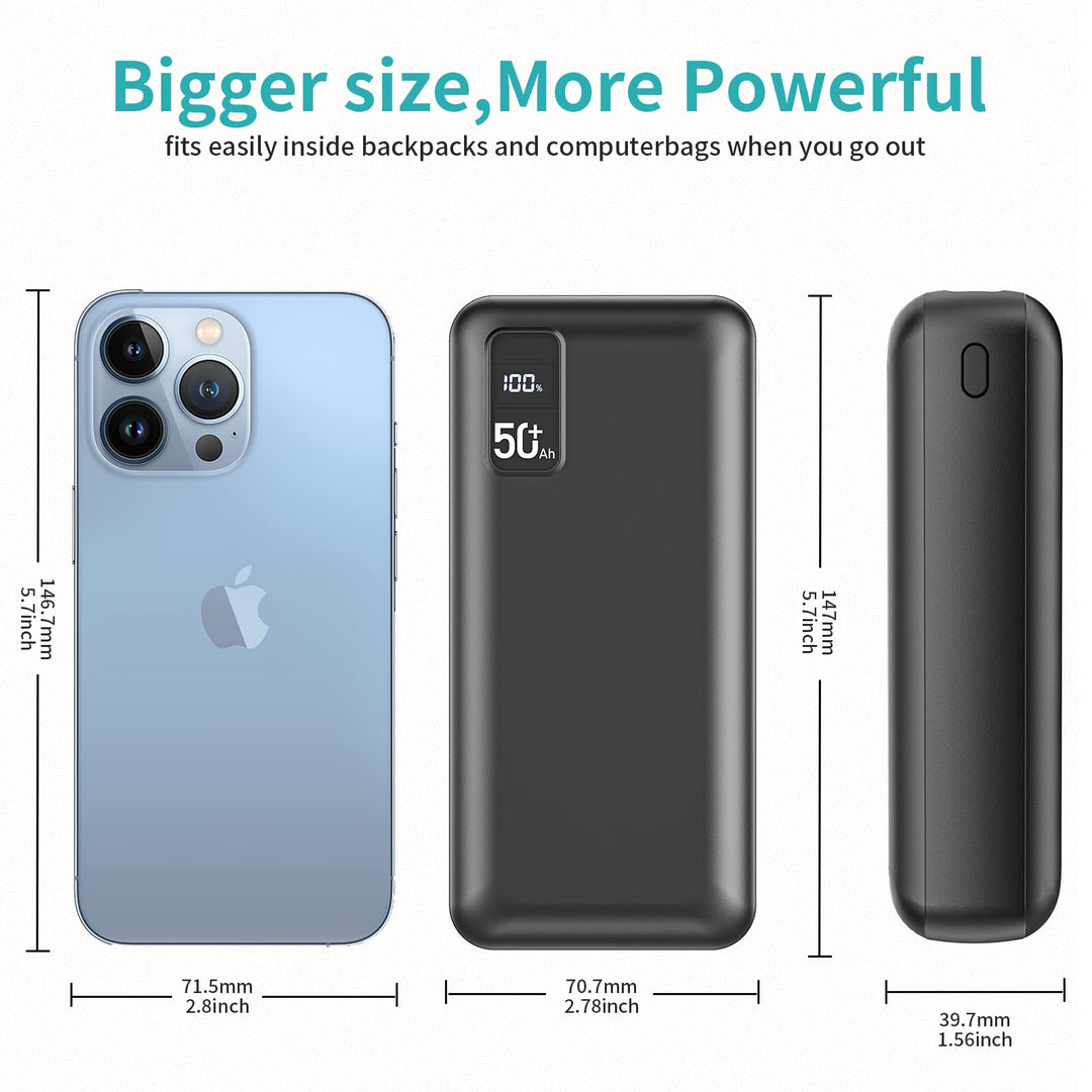 POIYTL Power Bank 50000 mAh 22.5W con pantalla LED y carga rápida