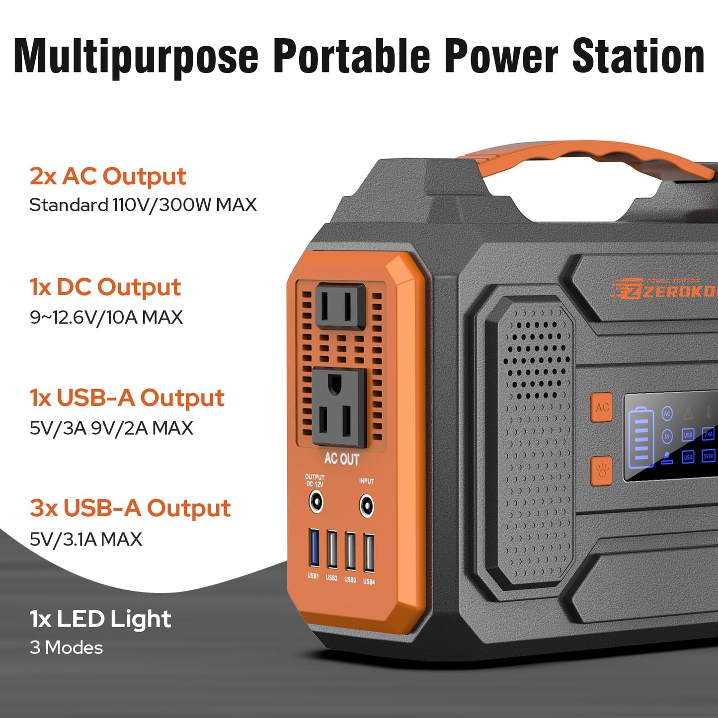 ZeroKor R200 – Estación de Energía Portátil 280 Wh + Panel Solar 60 W
