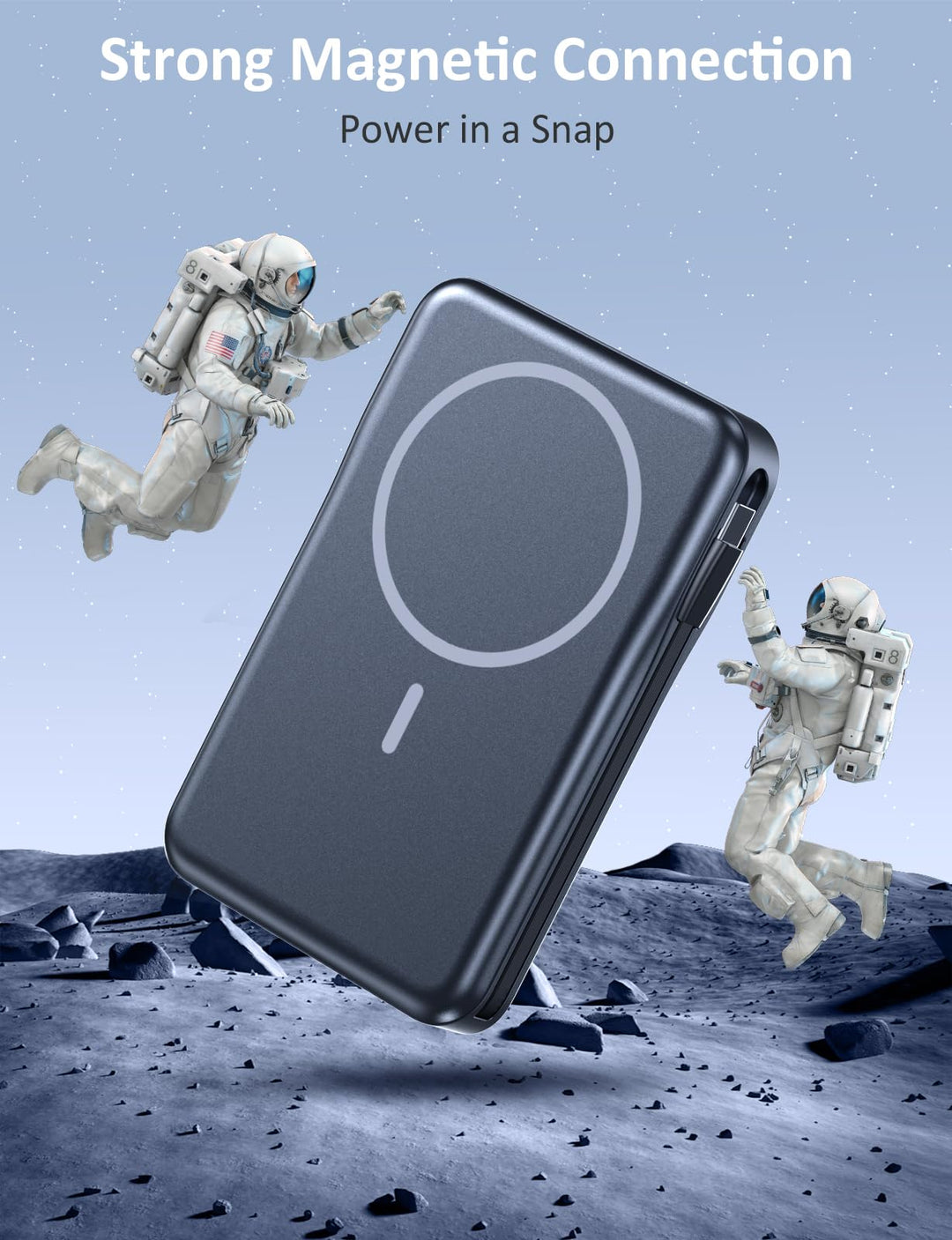 Aobbow Power Bank Magnético 10000 mAh 20W con cable integrado y carga rápida