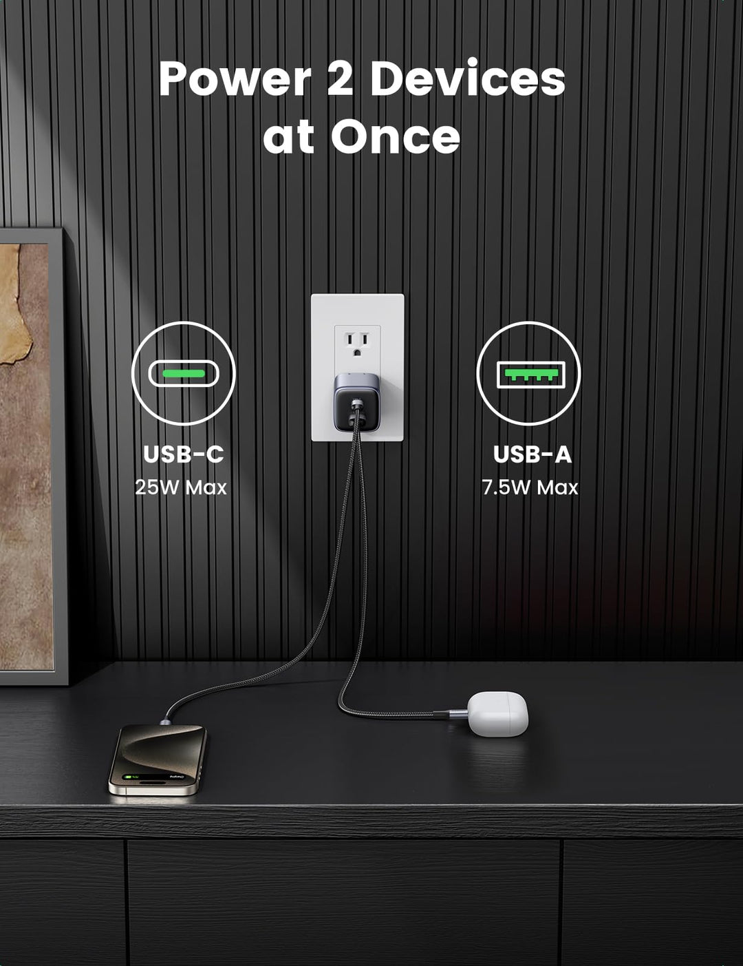 UGREEN Nexode cargador 35W GaN 2 puertos USB-C y USB-A