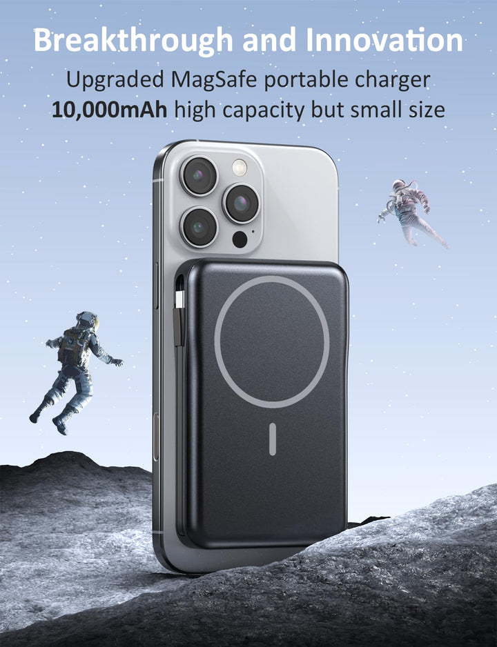 Aobbow Power Bank Magnético 10000 mAh 20W con cable integrado y carga rápida