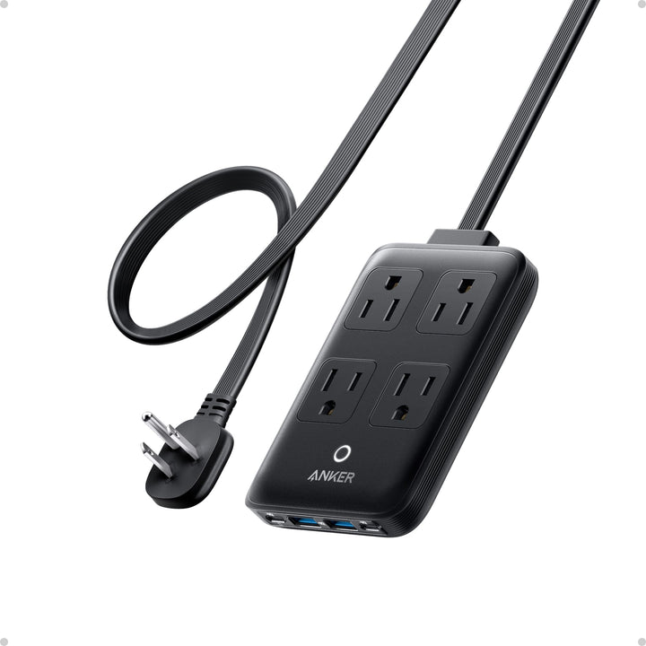 Cargador Anker 20W 8 en 1 USB-C con 4 tomas AC negro